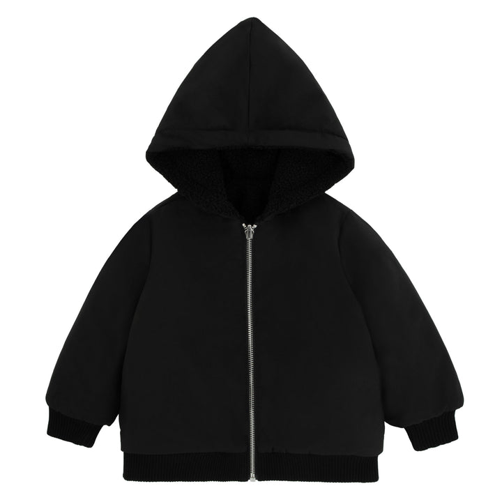 jacket sherpa lined with hood - black