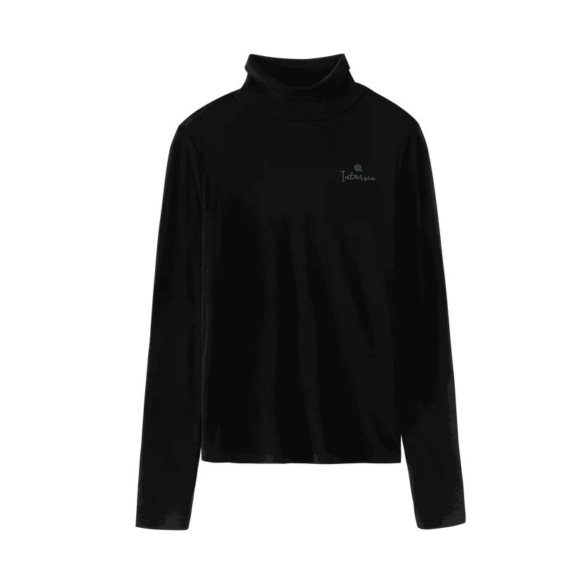 top l/s turtleneck with embroidery - green embroidery