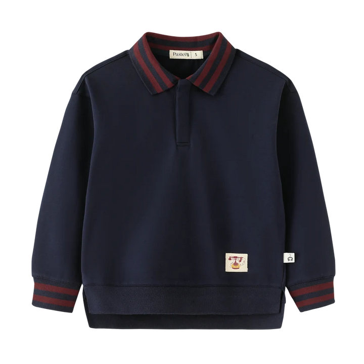 polo l/s striped collar - navy