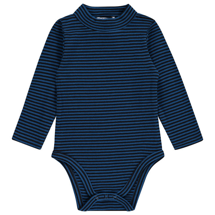 onesie striped mock neck - black/blue