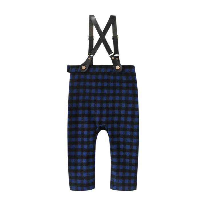 pants plaid suspender - royal blue plaid