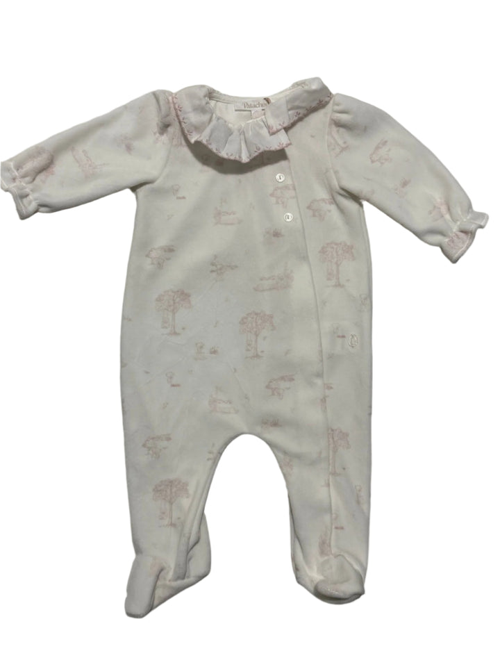 footie velour toile print wrap - ivory-p0073