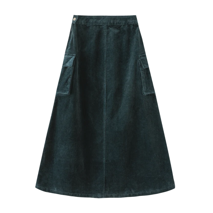 skirt corduroy with side pockets - teal