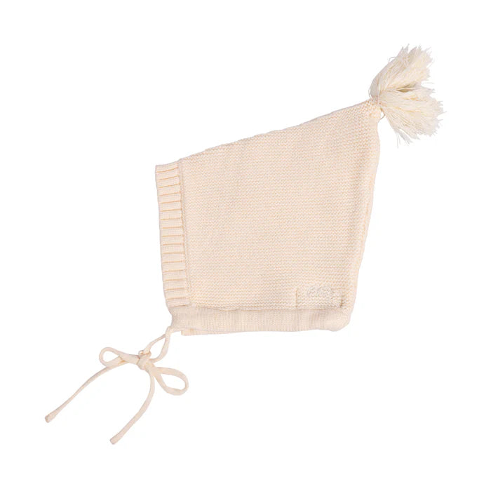 bonnet knit pixie with tassle - cream-97