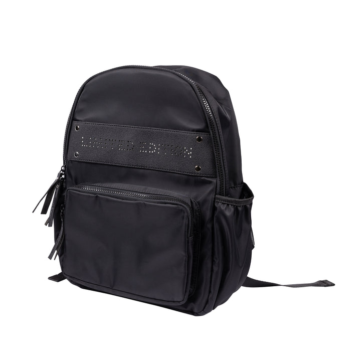 perforated leather backpack - black