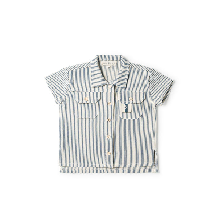 shirt s/s stripe - blue/white denim