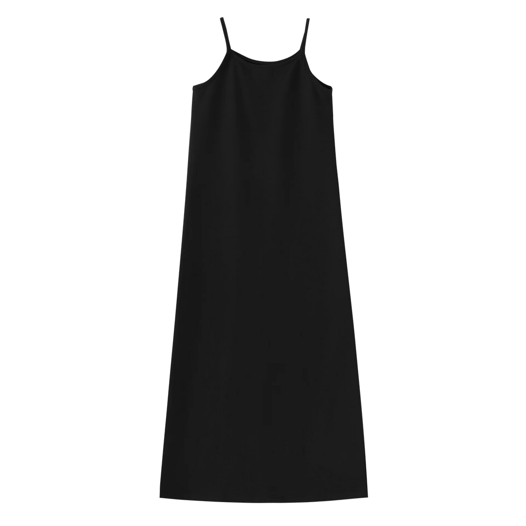 maxi dress thin strap jumper - black