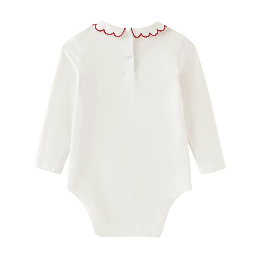 onesie scalloped collar - red