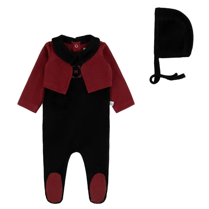 footie embroidered duo with bonnet - boys
