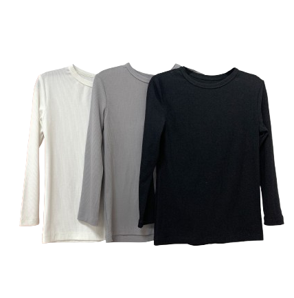 shell ribbed l/s - ivory