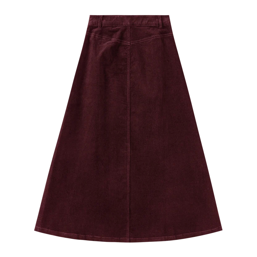 skirt coduroy midi - burgundy