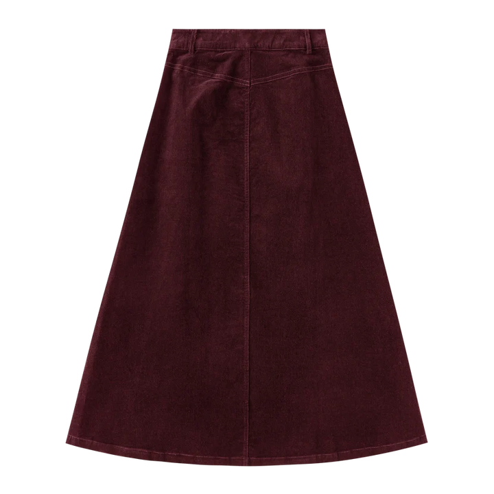 skirt coduroy midi - burgundy