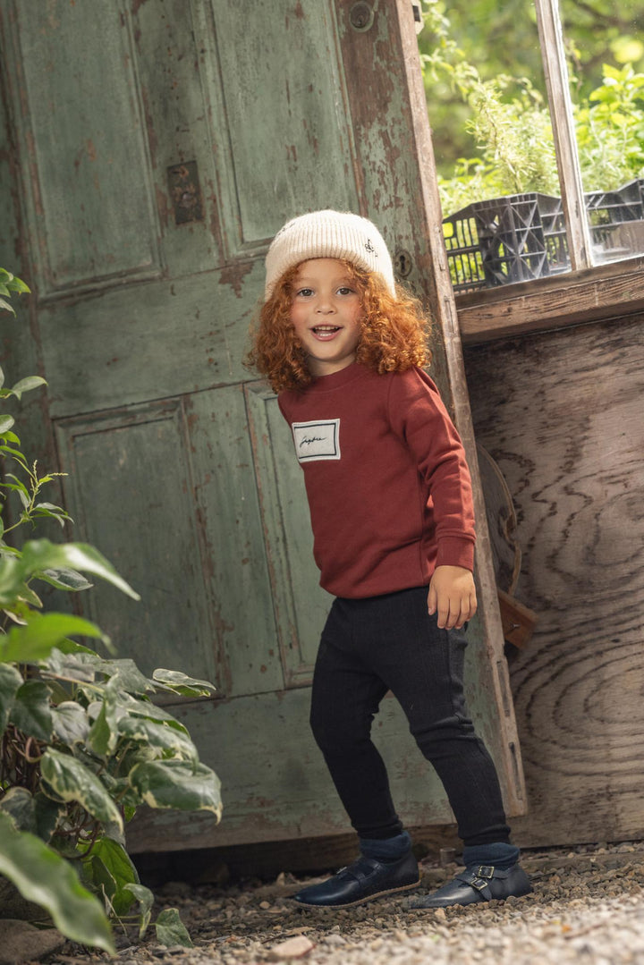 top l/s sherpa patch sweatshirt - rust