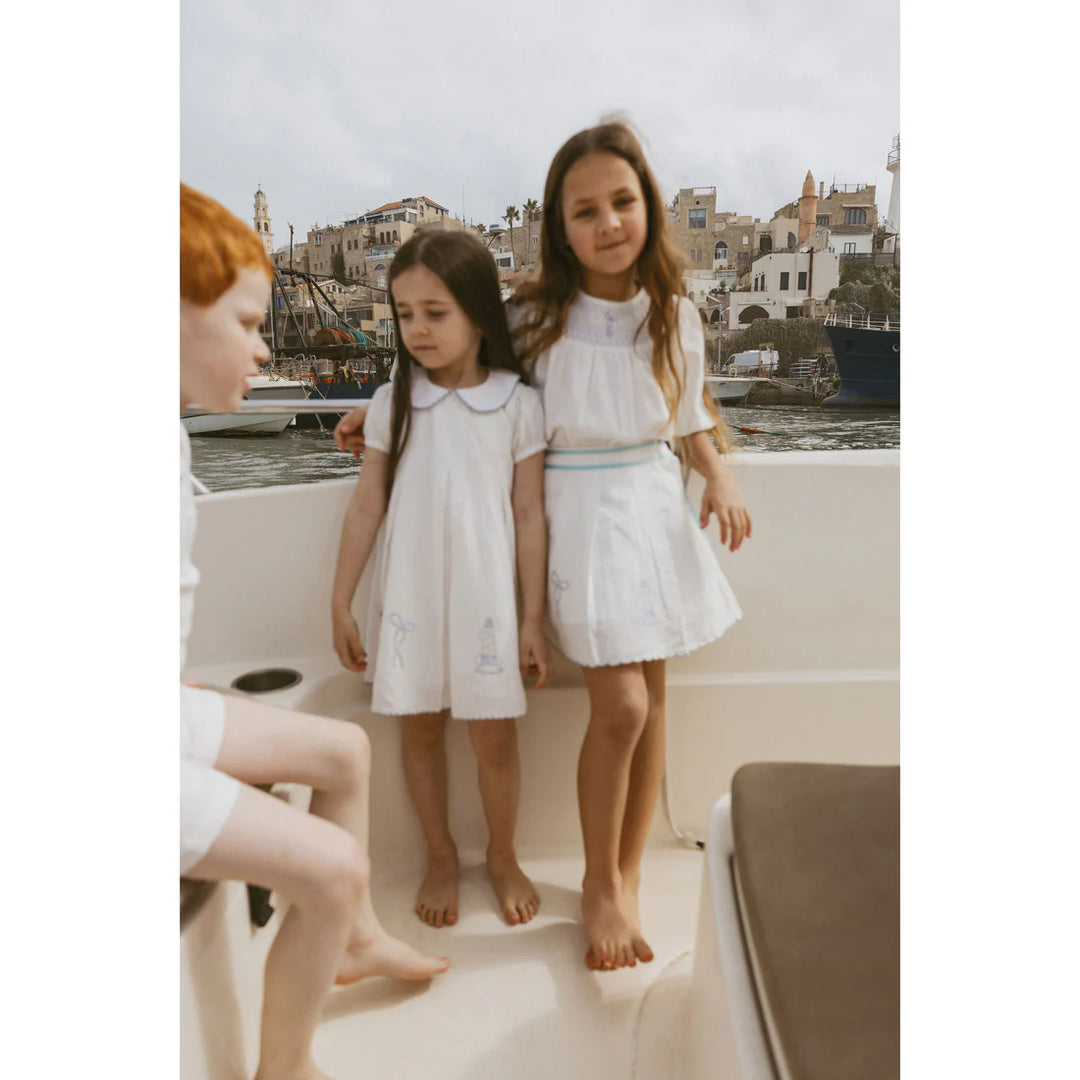shirt l/s embroidered smock blouse - white