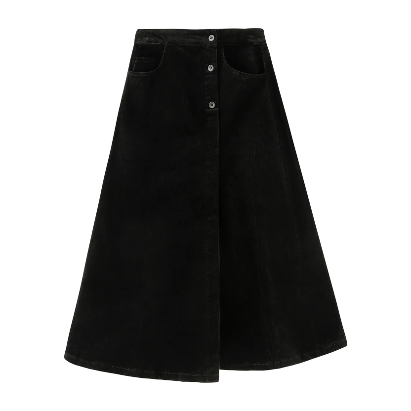 skirt corduroy with pockets - black