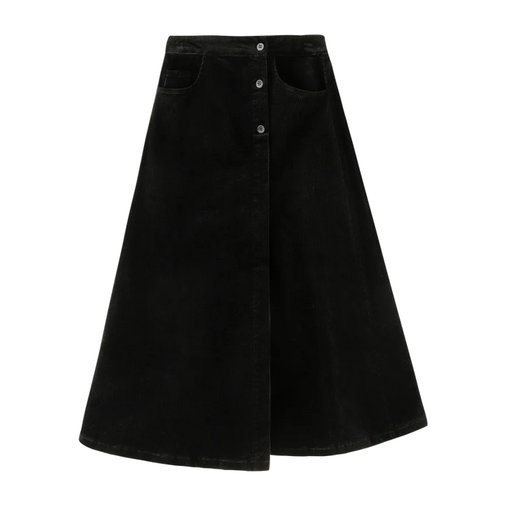 skirt corduroy with pockets - black