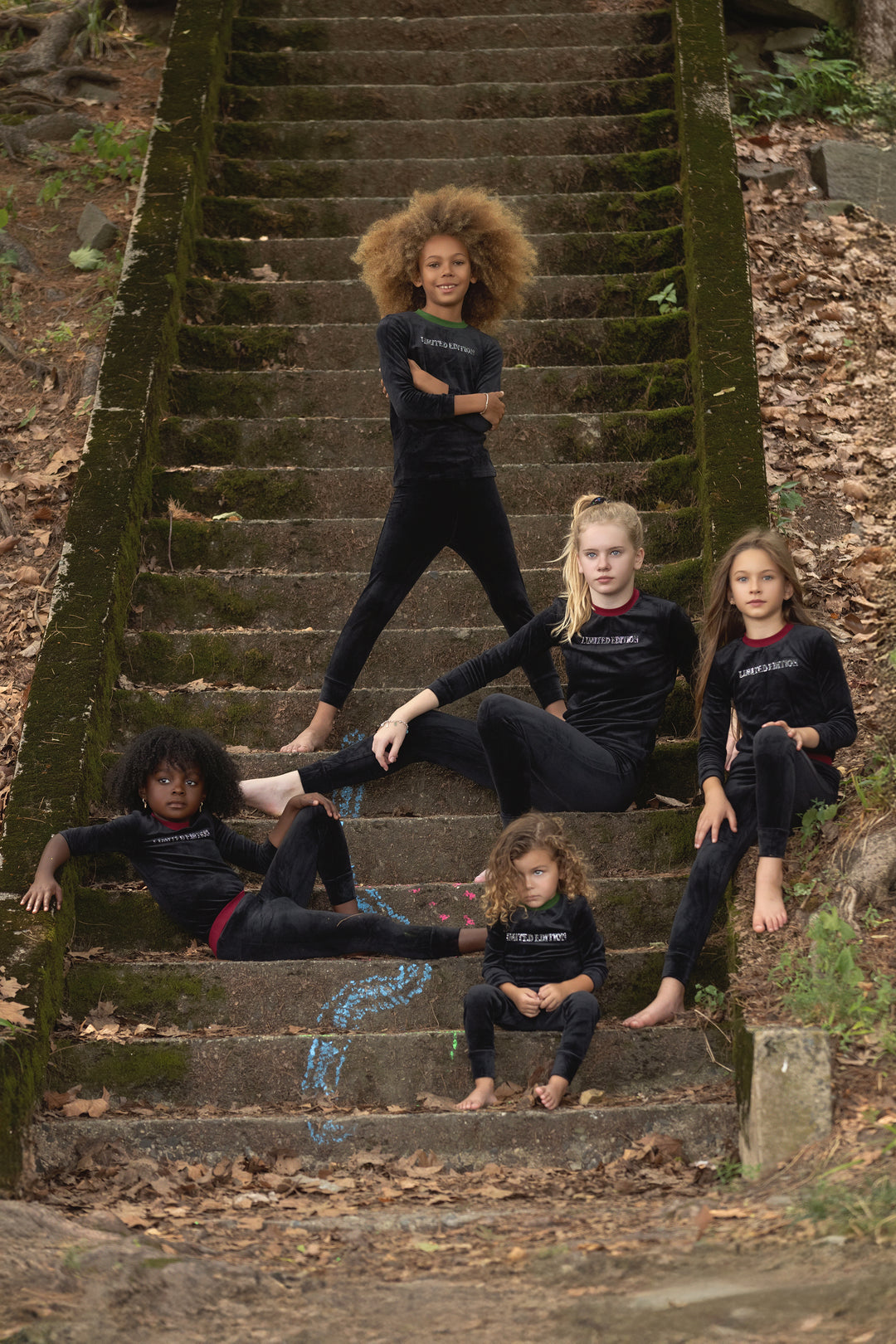 pajamas studded logo velour top and pants - black/cherry-93