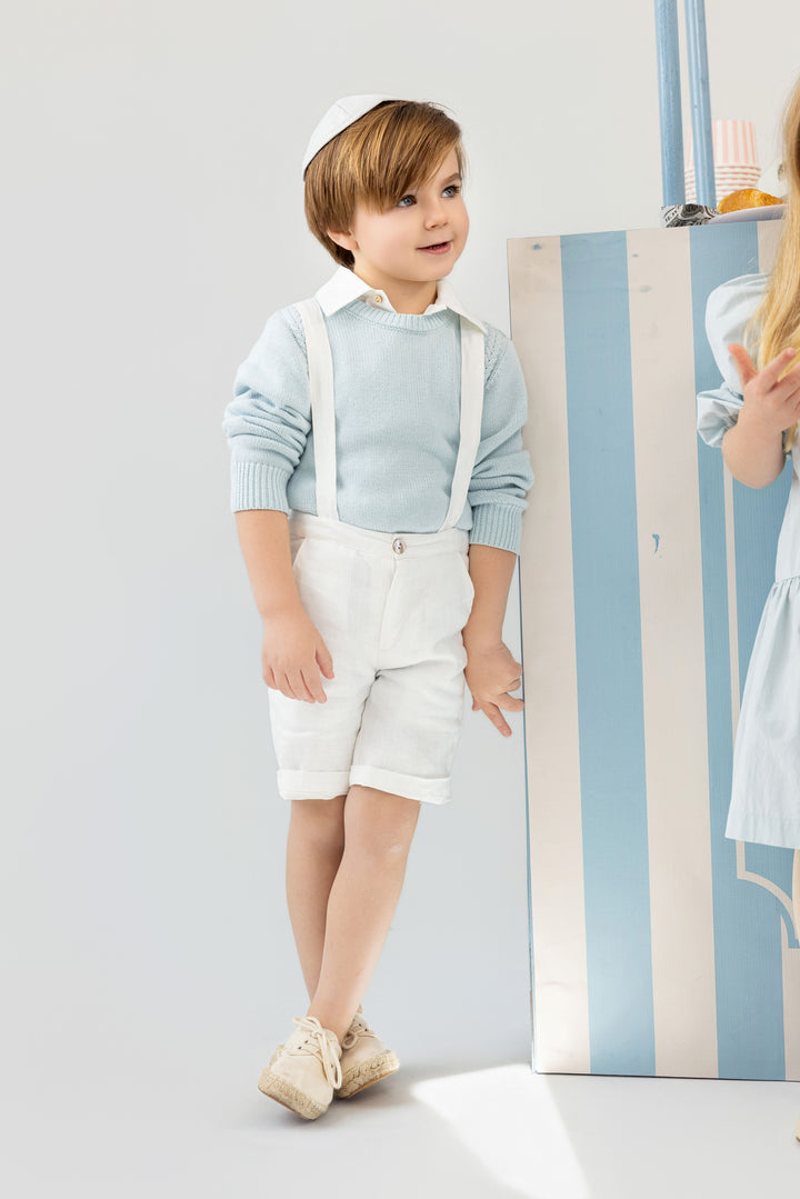short suspender pant - white