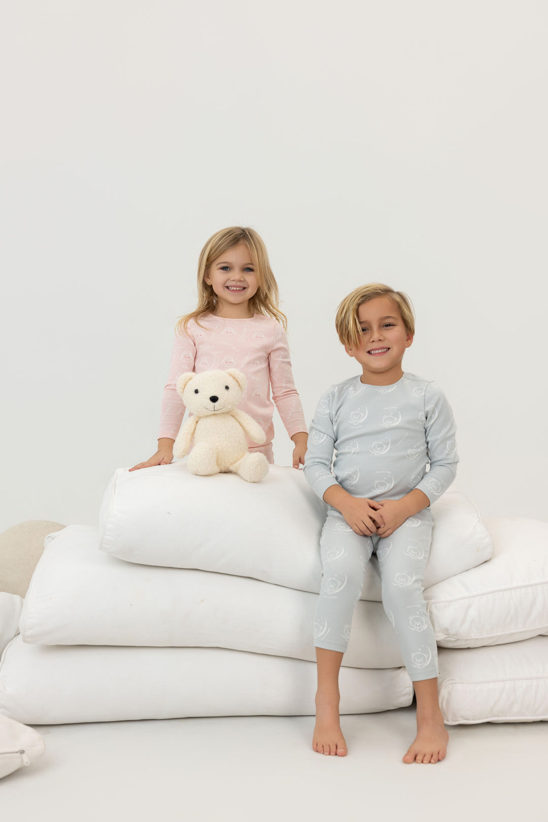 teddy printed pajama - light blue
