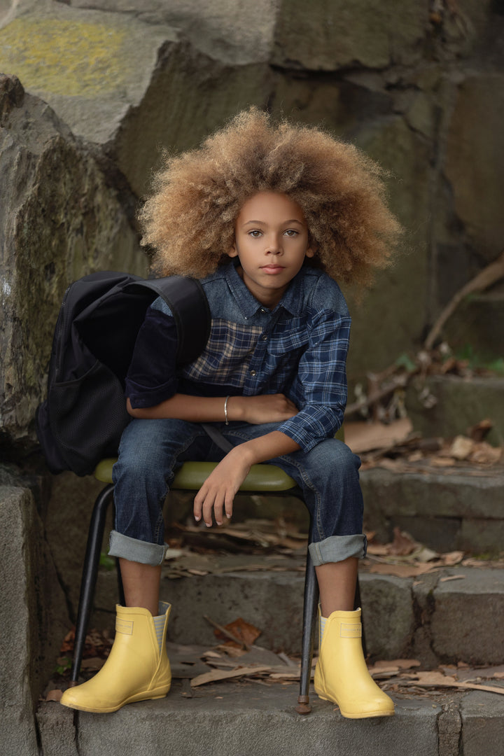 shirt l/s denim plaid - navy-3