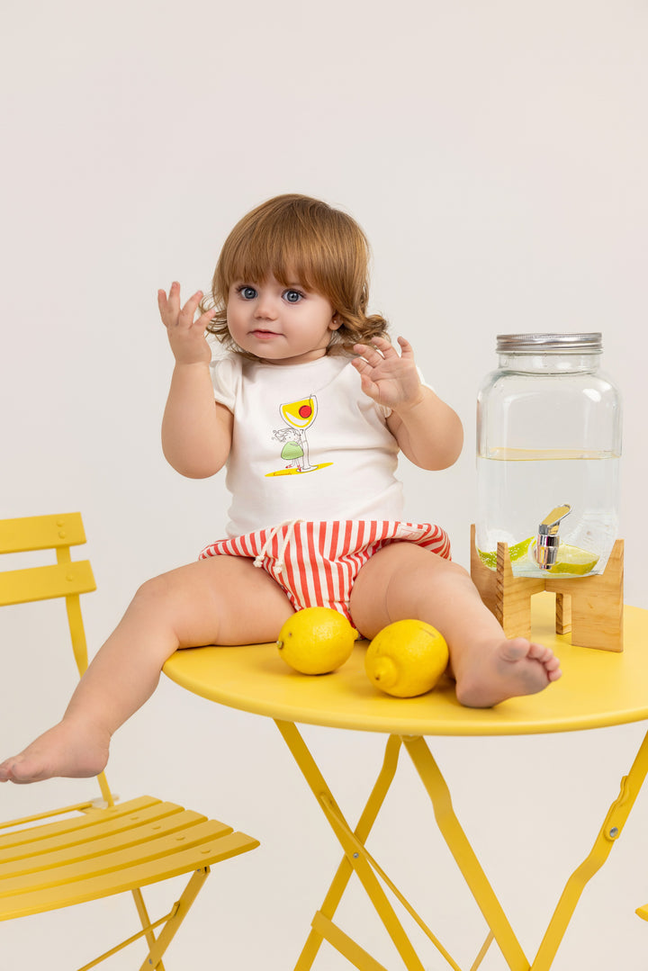 little girl short sleeve lemonade tee - white