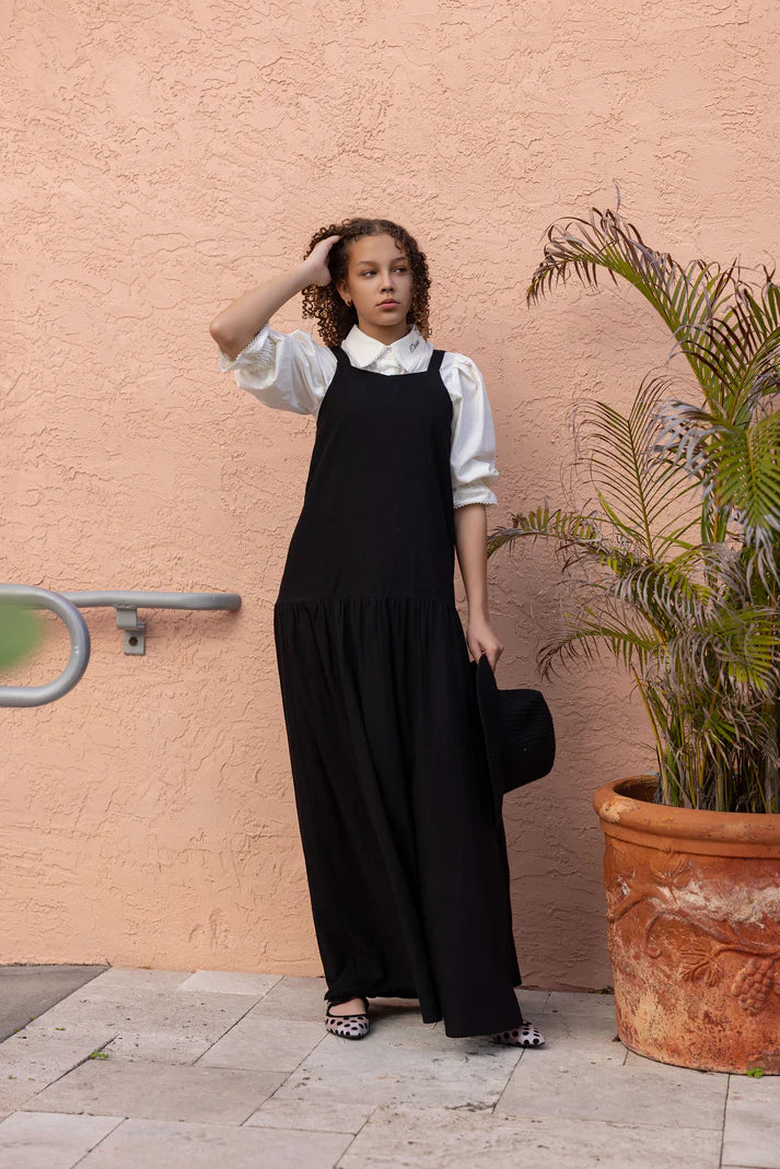 dress linen low waisted jumper - black-110