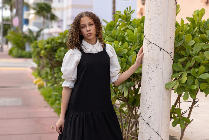 dress linen low waisted jumper - black-110