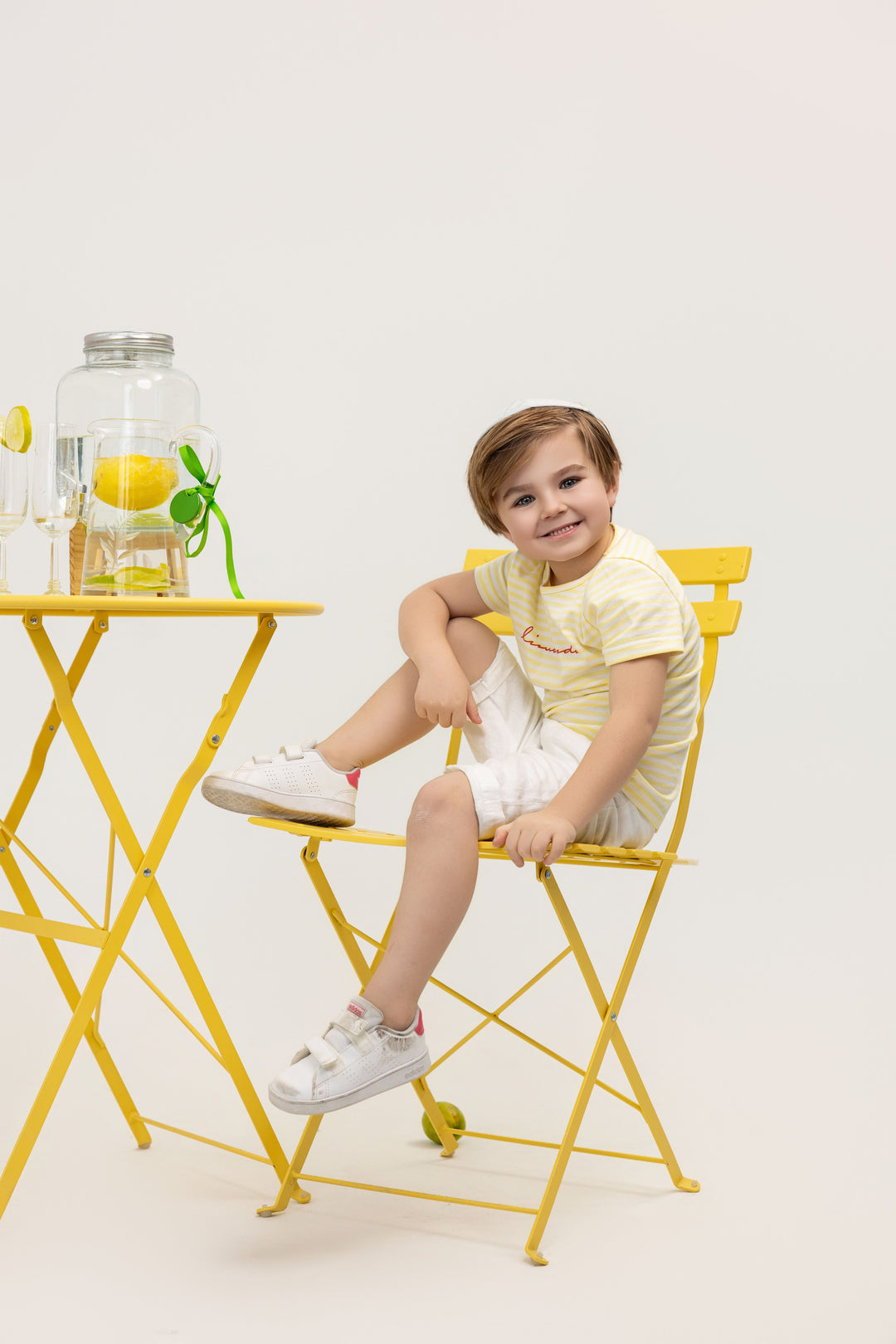 short sleeve striped limonada t-shirt - yellow striped