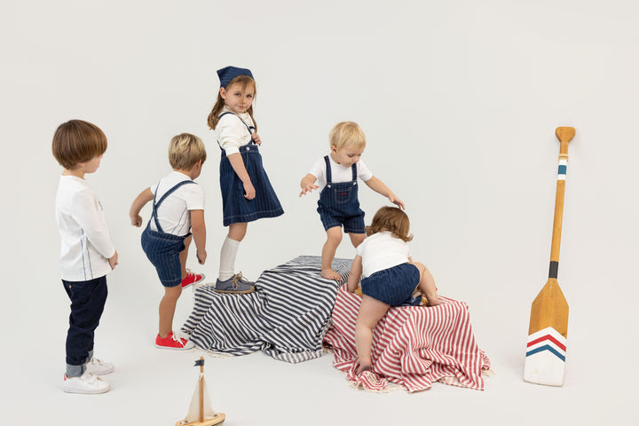 striped suspender pant - denim striped