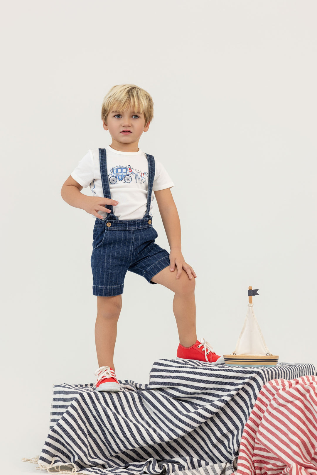 striped suspender pant - denim striped