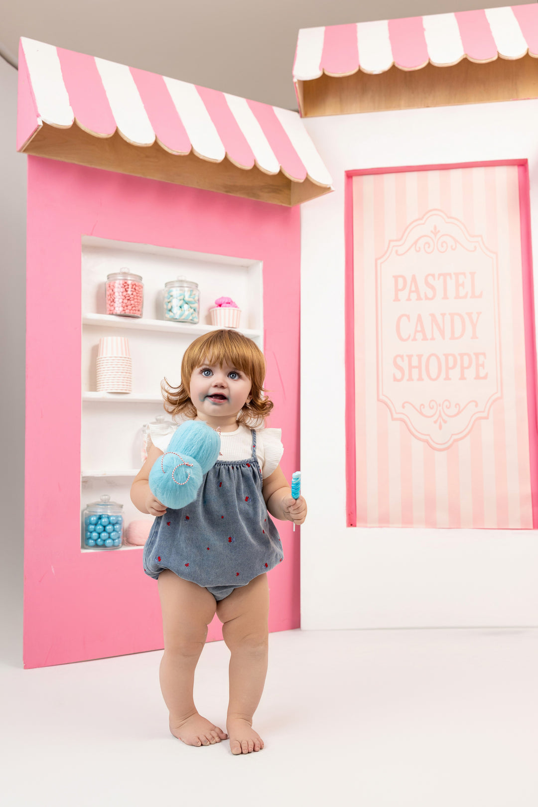 romper with cherry embroidery - chambray