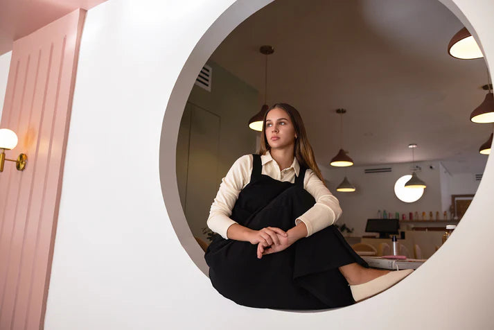 maxi dress french terry mock jumper - black-110