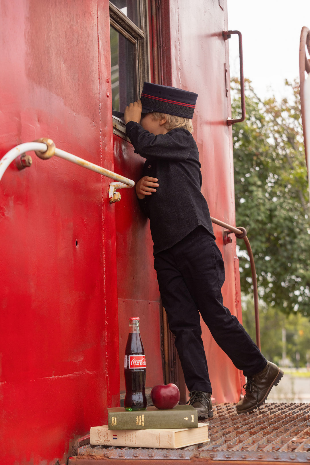shirt l/s front button denim - black