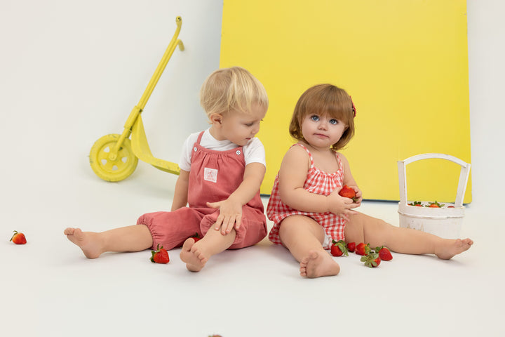 one piece gingham romper - sherbet multi