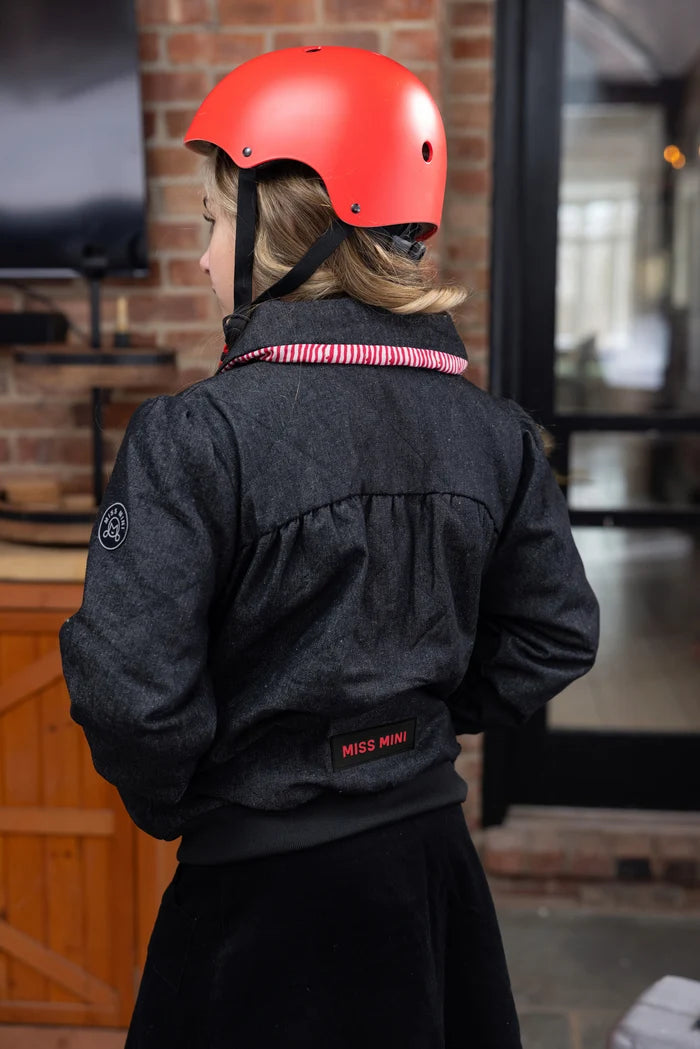 jacket denim collared zip up - black denim