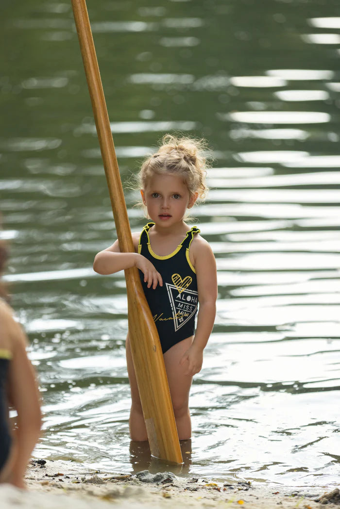 bathing suit postcard color trim - black