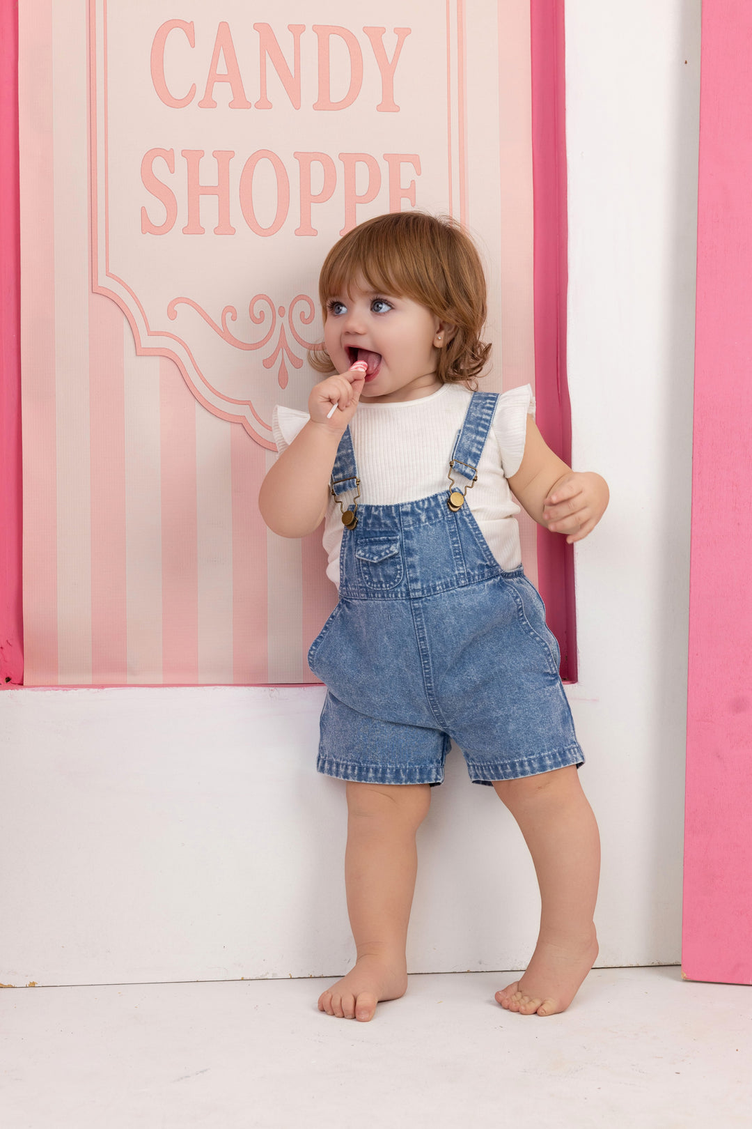 washed denim shortall - chambray