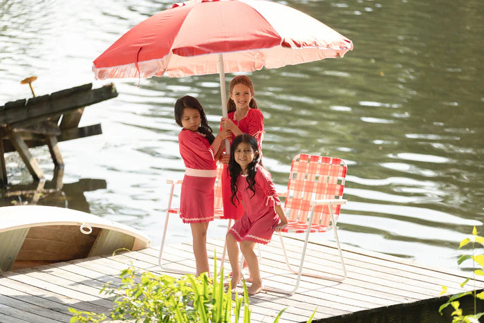 cover up 2 pc scalloped detail tee and skirt - hot pink