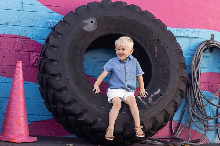 set outfit denim fringe shirt and shorts - lght ble wsh dnm-425
