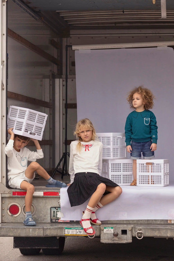 top l/s graphic collar sweatshirt - ryl ble/whte prt-420