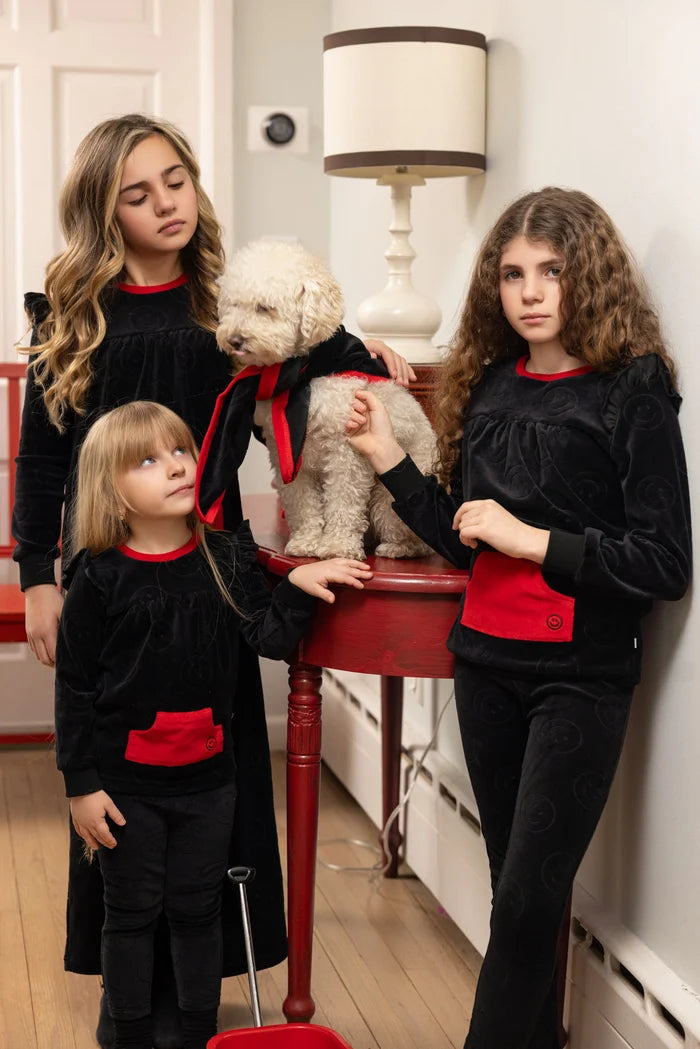 pajamas velour sleepy smiles - black/red