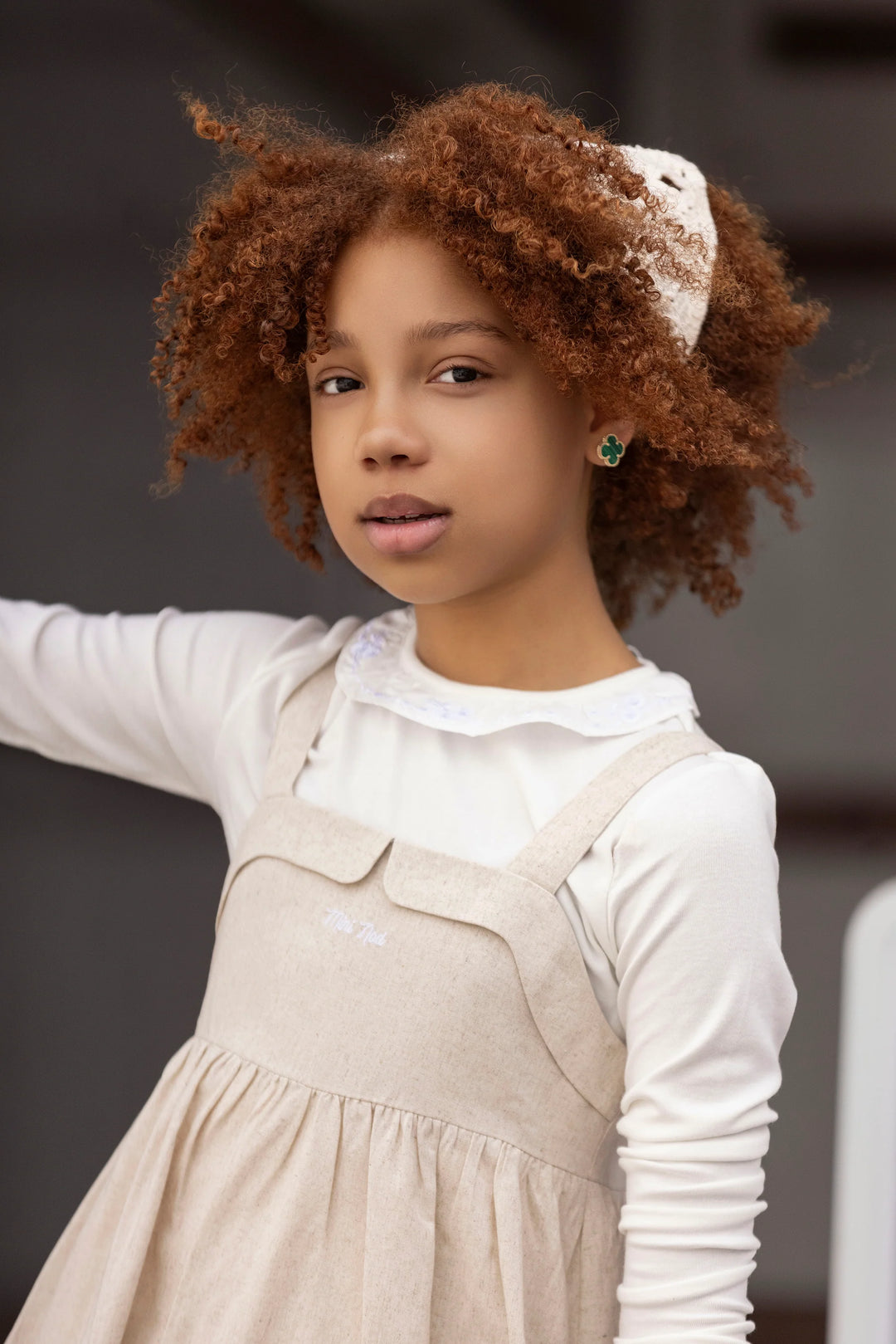 maxi dress s/s linen pinafore jumper - oatmeal-150