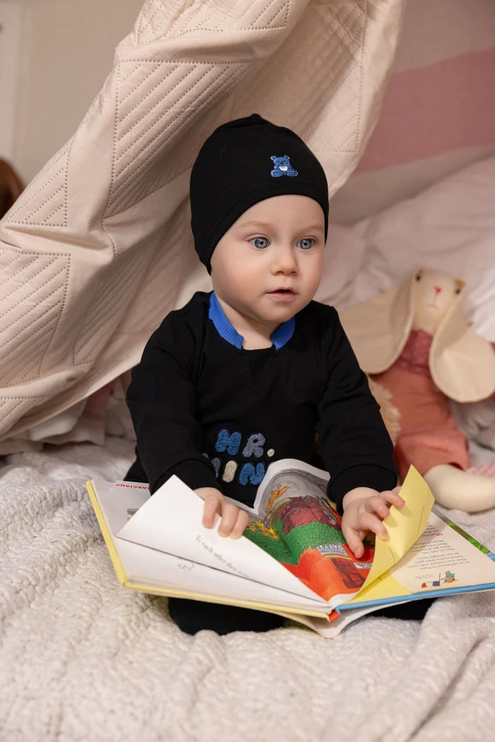 footie branded balloon with beanie - black/blue