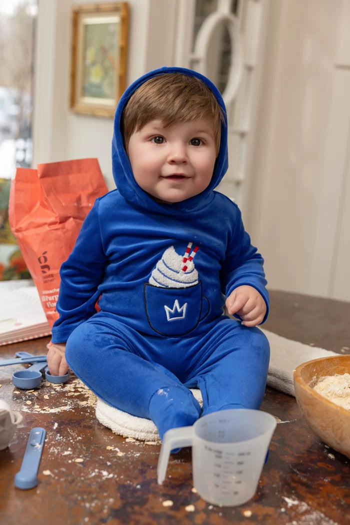 footie whipped hooded with beanie - blue