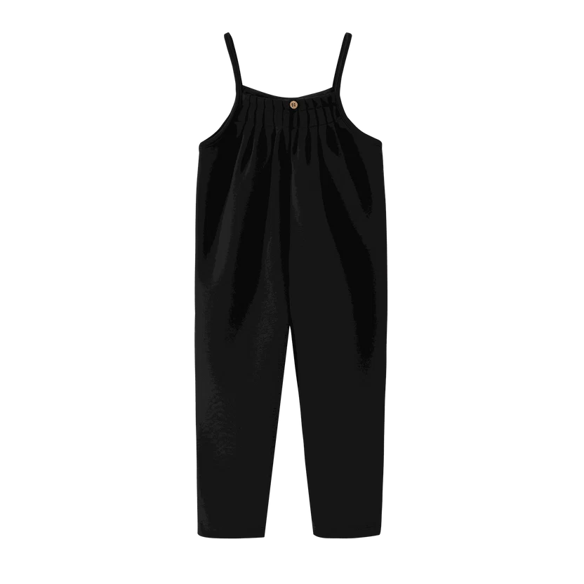 one piece thin strap romper - black