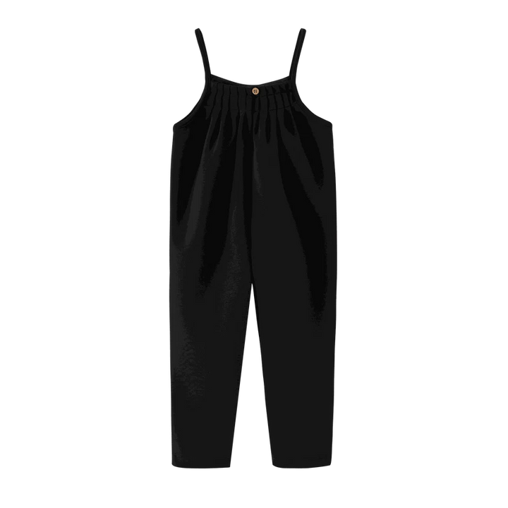 one piece thin strap romper - black