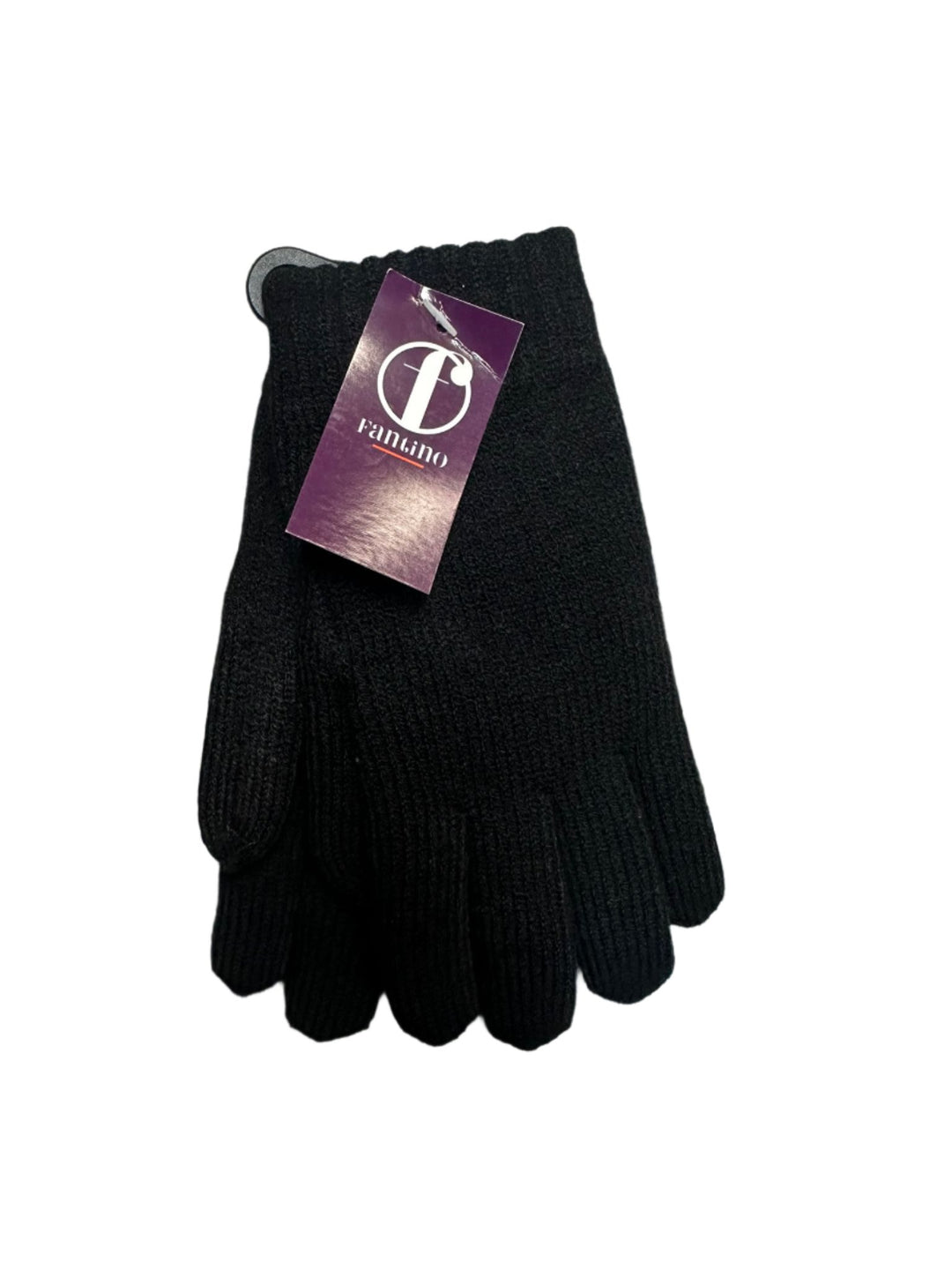 gloves knit fur lined - black