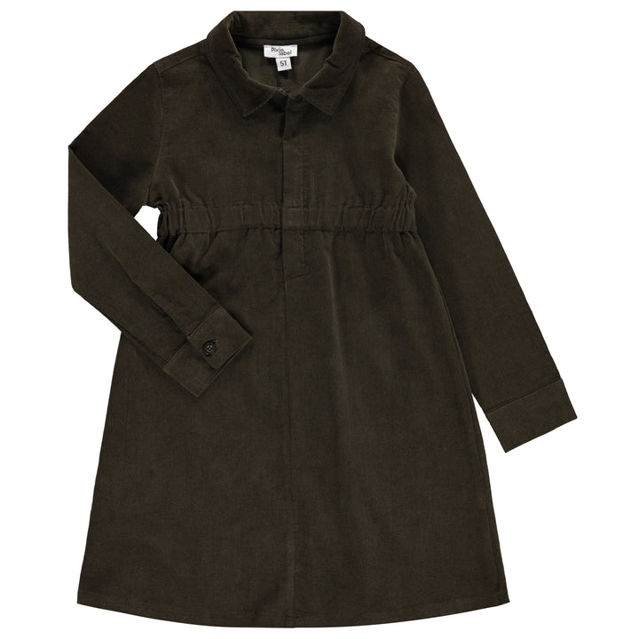 dress corduroy with collar - olive