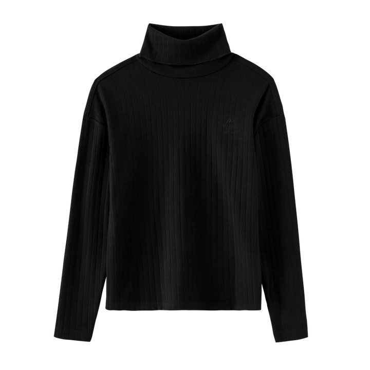 top l/s ribbed turtleneck - black