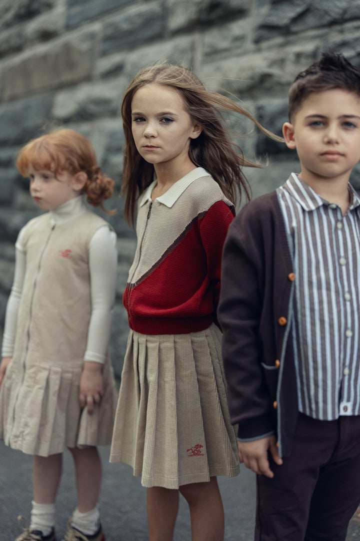 skirt heavy corduroy pleated - oatmilk